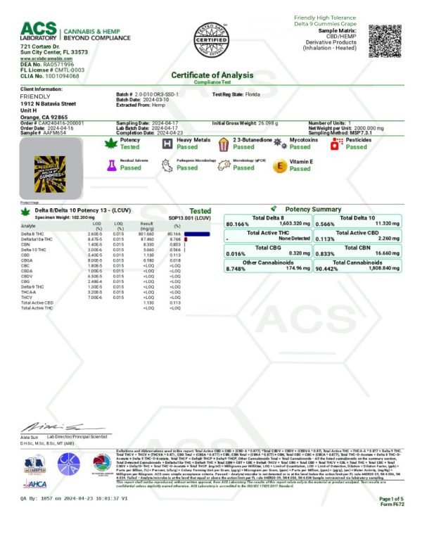 Friendly High Tolerance Delta 9 Gummies - Grape (40mg) - Image 2