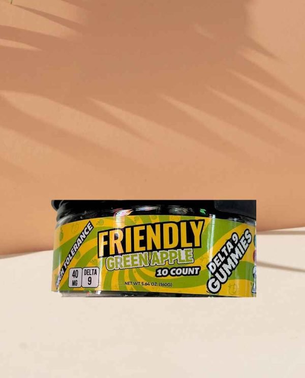 Friendly Delta 9 Gummies - Green Apple 40mg, 10 Count