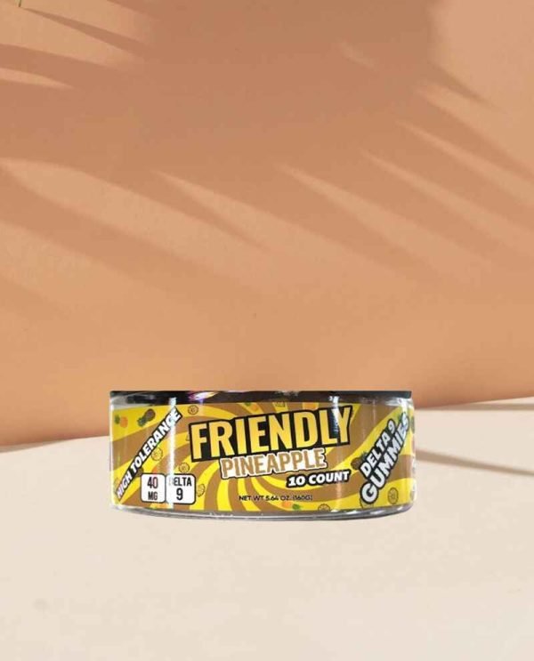 Friendly Delta 9 Gummies Pineapple 40mg 10 Count