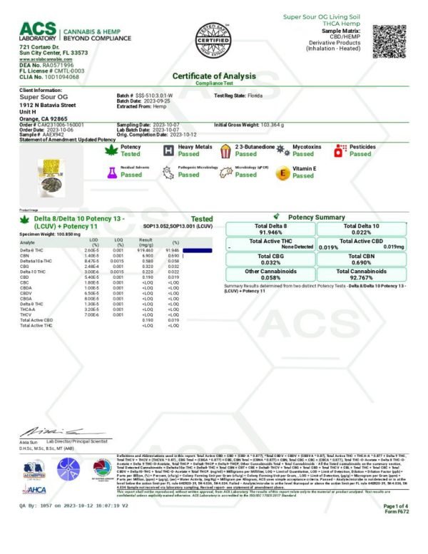 Super Sour OG Living Soil THCA Hemp Flower - Image 2