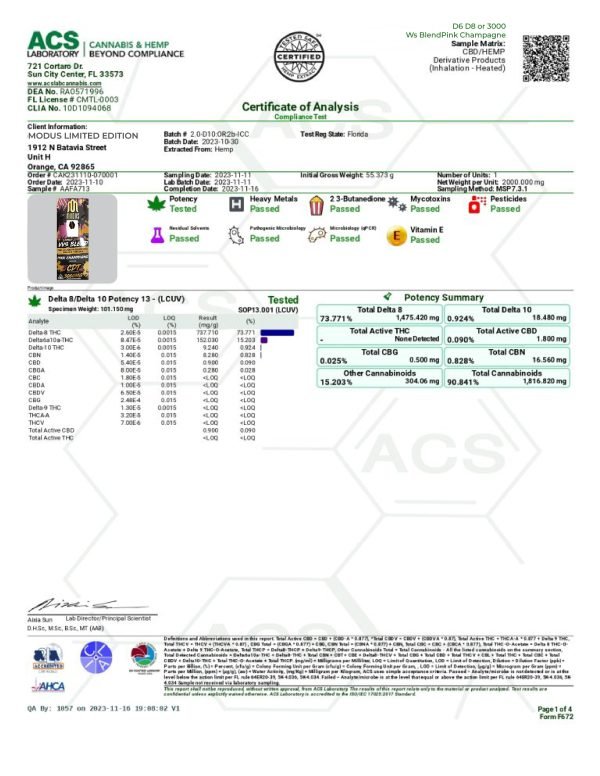 Modus Limited Edition VVS Blend - Pink Champagne Indica - Image 2